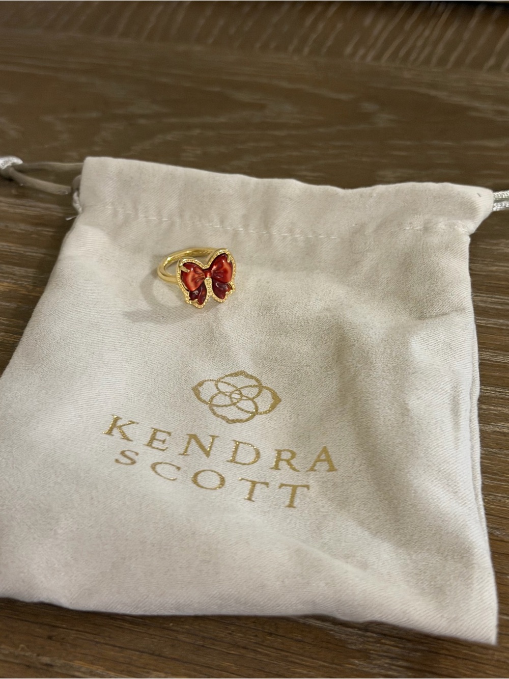 Kendra Scott Gold Butterfly Ring with Red Stones